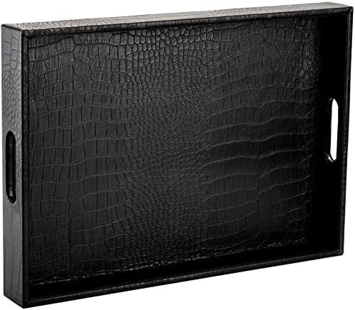 Lyellfe Black Serving Tray with Handles
