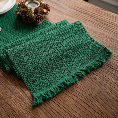 ZAIIVE Geometric Table Runner 70 Inches Emerald Green