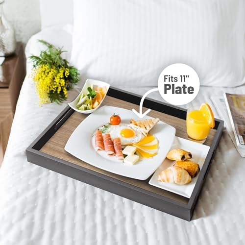 Wood Serving Tray with Handles Large and Spill Proof