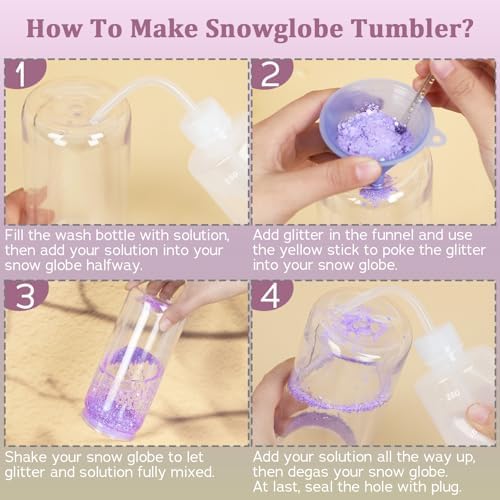 Maucircol 15 Pack Acrylic Snow Globe Tumbler Set