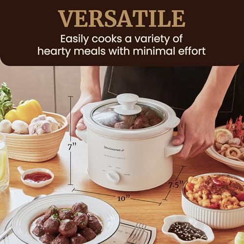 Elite Gourmet MST-250XW Electric Slow Cooker with Ceramic Pot and Glass Lid
