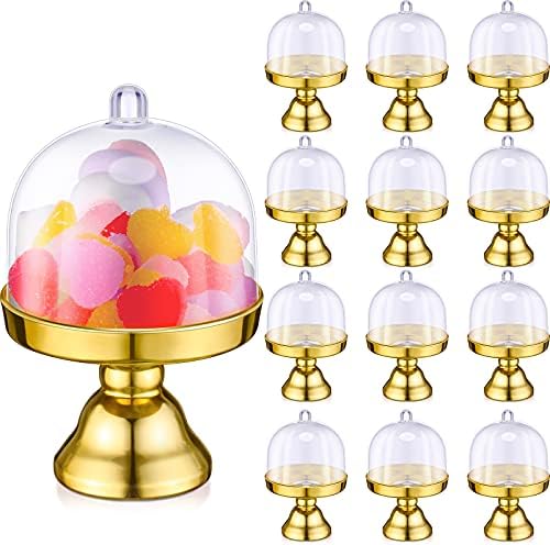 24 Piece Plastic Mini Cake Stand Set with Dome Covers