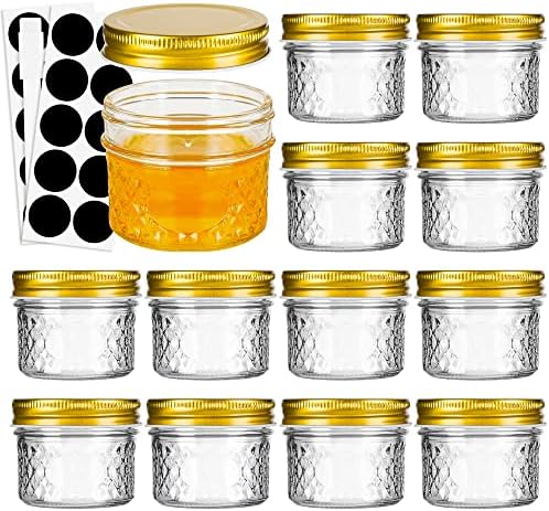 moniko 4 oz Mason Jars With Lids 12 Pack