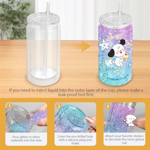 8PCS Plastic Snow Globe Tumblers with Pre Drilled Holes and Silicone Plugs