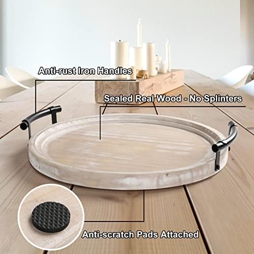 Round Wood Tray with Bead Garland - 13 Home Decor