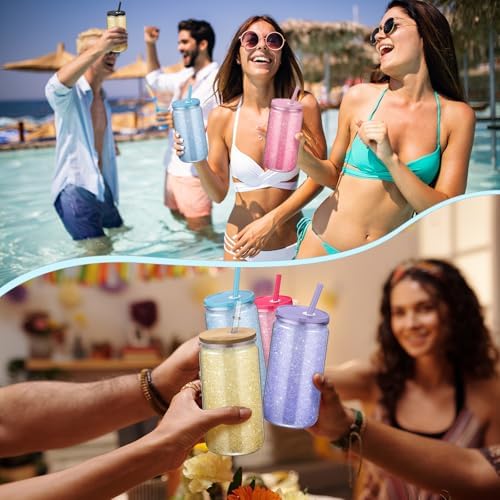 Nuenen 20 Pcs 16 Oz Plastic Snow Globe Tumbler
