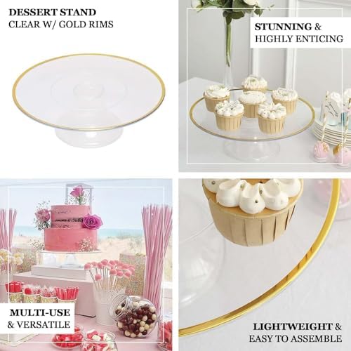 Efavormart 2 Pack Clear Gold Rim Plastic Cupcake Display Riser