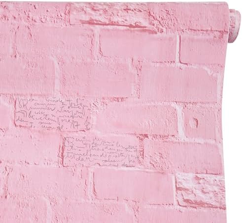 LovingWay 147 Feet Classroom Wall Shelf Liner Pink Bricks English Quotes