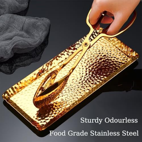 Stainless Steel Serving Tray with Hammered Design