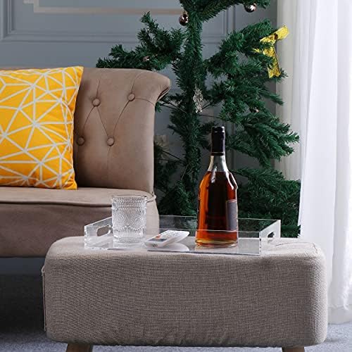 Modern Acrylic Ottoman Tray with Handles 11x14 Inch