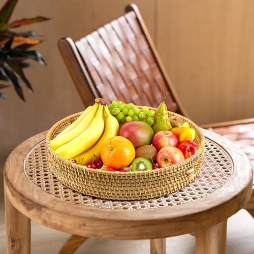 Handwoven Rattan Serving Tray with Natural Wicker Design