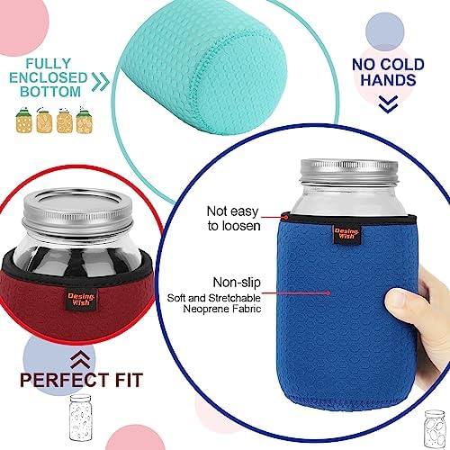 Desing Wish 32 Oz Mason Jar Neoprene Sleeve 4 Pack