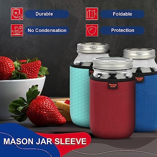 Desing Wish 32 Oz Mason Jar Neoprene Sleeve 4 Pack