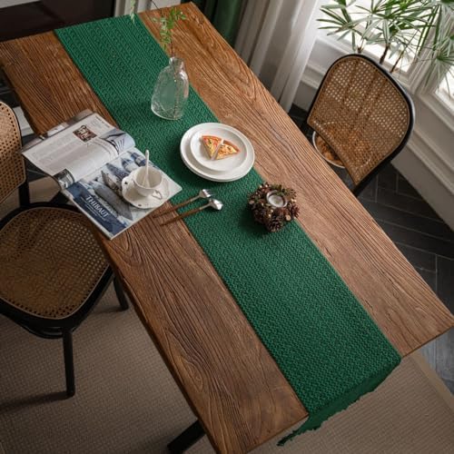 ZAIIVE Geometric Table Runner 70 Inches Emerald Green