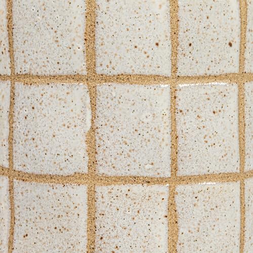 Bloomingville 85 Inch 46 Ounce Stoneware Pitcher with Wax Relief Grid Pattern