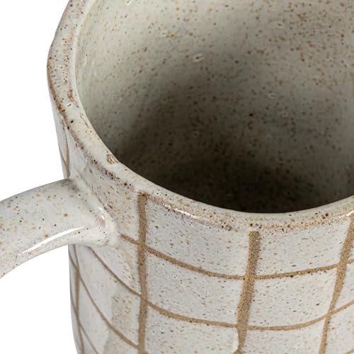 Bloomingville 85 Inch 46 Ounce Stoneware Pitcher with Wax Relief Grid Pattern