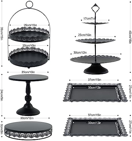 6 Pcs Black Cake Stands Set for Party Serving