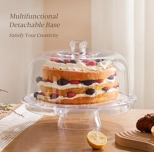 HBlife 6 in 1 Acrylic Cake Stand with Dome Cover