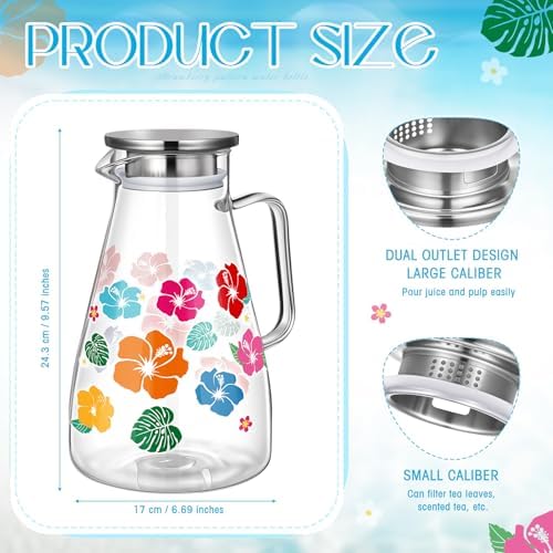 Domensi 74 Oz Glass Pitcher with Lid and Handles