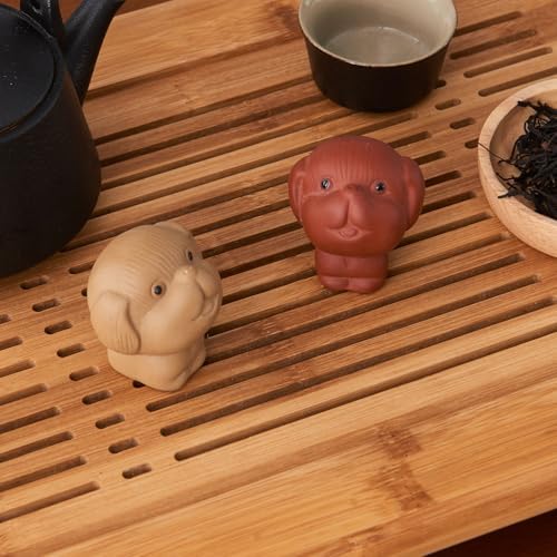2Pcs Purple Sand Tea Pet Dog Kungfu Tea Set for Tea Lovers