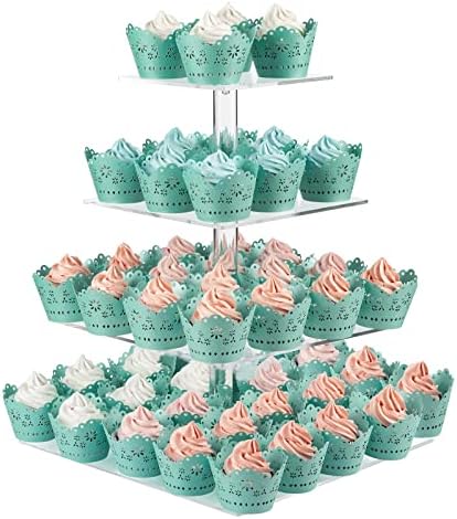 CECOLIC 4 Tier Acrylic Cupcake Stand for Events