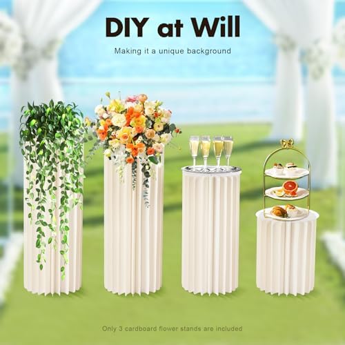 Foldable Cardboard Vase Display Stand 3 Pack Wedding Centerpieces