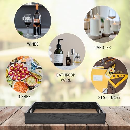 Wood Serving Tray with Handles Large and Spill Proof