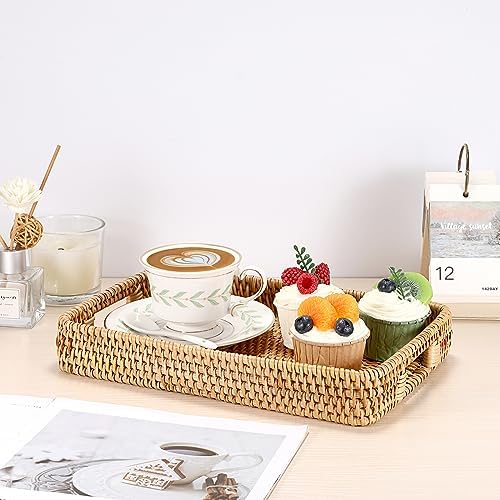 Hipiwe Handwoven Rattan Serving Tray with Handles