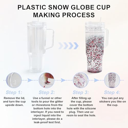 AGH 40 oz Snow Globe Tumbler with Handle 2 Pack