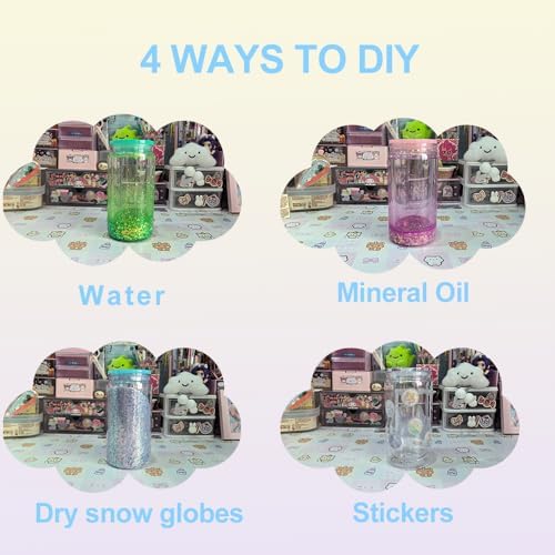 6 Pack 16 Oz Snow Globe Tumblers with Lids and Supplies