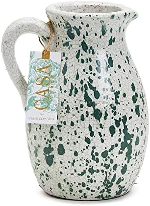 Twos Company Verde Splash Terracotta Jug