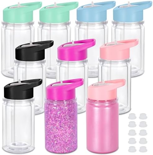 10 Oz Kids Snowglobe Tumbler 10 Pack with Glitter Plug and Hole
