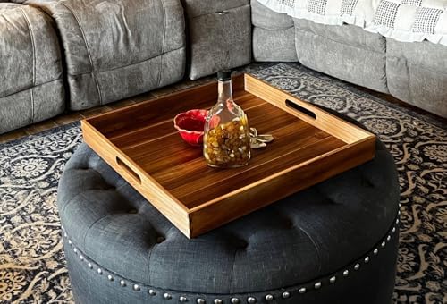 GinSent 20 Inch Acacia Wood Serving Tray with Handles