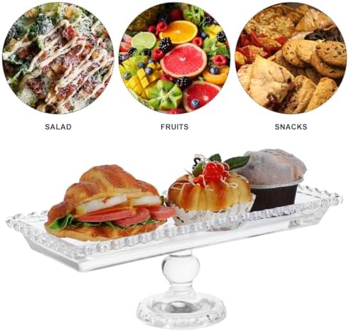 Ipetboom Wedding Dessert Serving Stand - Modern Crystal Glass Fruit Plate with Feet