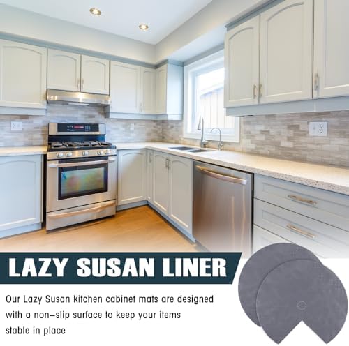 2 Pcs Lazy Susan Shelf Liner Gray Non Slip Kitchen Liner