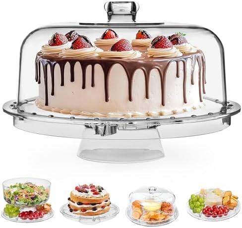 HBlife 6 in 1 Acrylic Cake Stand with Dome Cover