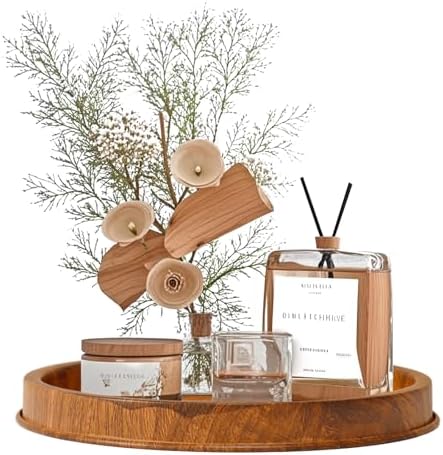 Lobolighting Round Decorative Serving Tray - Modern Farmhouse Style Handcrafted Metal