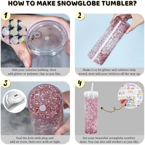 16 Oz Acrylic Snowglobe Tumbler 8 Pack Set