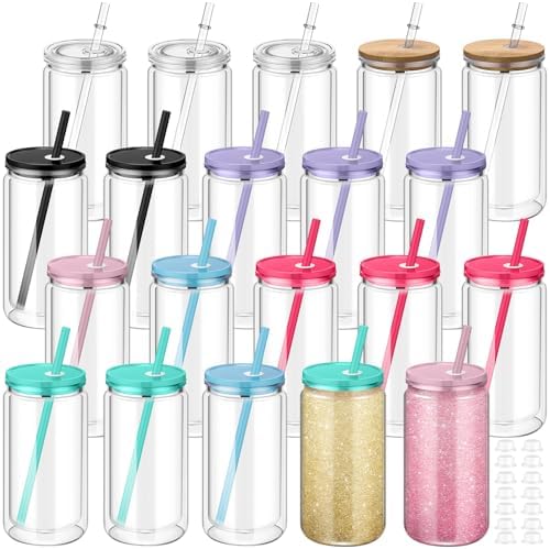 Nuenen 20 Pcs 16 Oz Plastic Snow Globe Tumbler