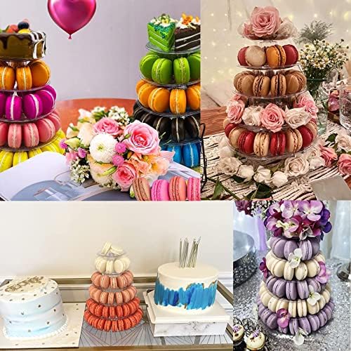 6 Tiers Adjustable Macaron Tower Stand Plastic Transparent Cake Holder Display Rack