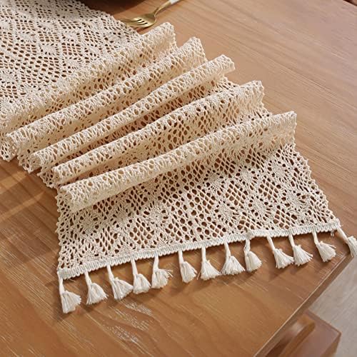 Meioro Mesh Woven Table Runner 10x78 Inches Boho Design