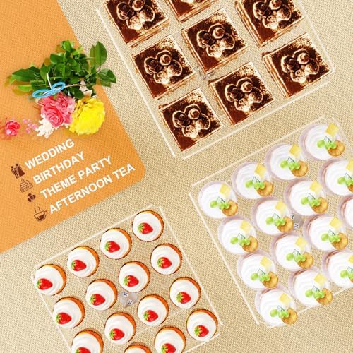 3 Piece Acrylic Cupcake Stand Set with Clear Serving Trays