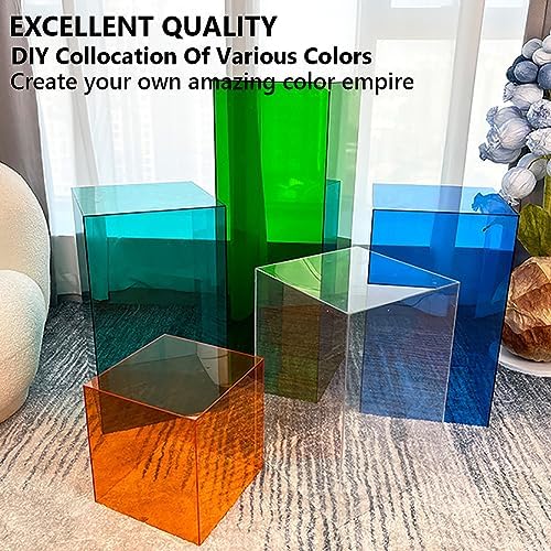 MegLob Acrylic Rectangular Cake Stand Display Pedestal for Events and Parties Blue