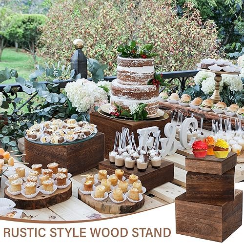 Barydat 3 Pcs Wooden Cupcake Stands Buffet Display Riser