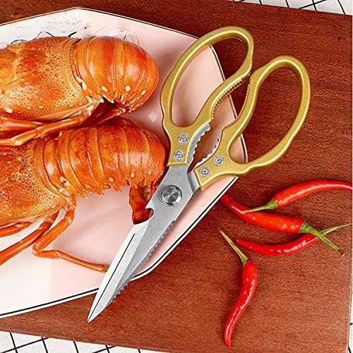 Heavy Duty Kitchen Scissors with Gold Handles