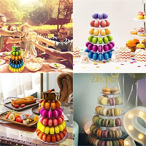 6 Tiers Adjustable Macaron Tower Stand Plastic Transparent Cake Holder Display Rack